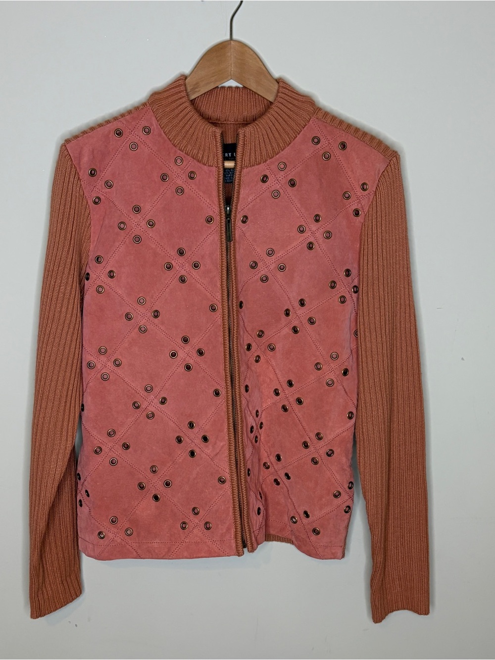 Vintage 90s Suede & Knit Jacket Small
